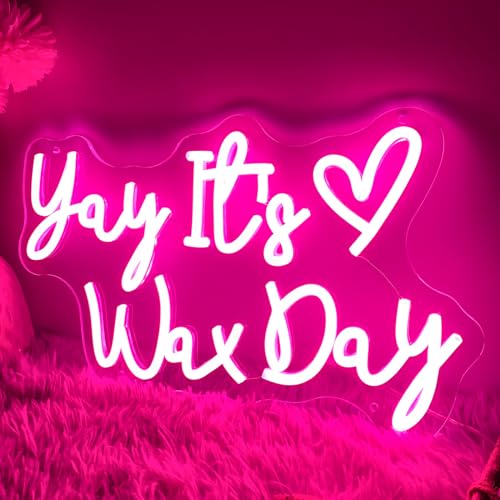 Image of Yay It's Wax Day Neon Sign For Spa Beauty Room Nail Brows Lashed Salon Studio LED Wall Art Decor For Business Stores Logo Barber Shops Led Word Indoor Custom Neon Lights 5V USB Powered Pink 40x23.6 CM