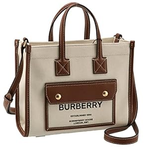 Burberry 8044143 Tote Bag, Mini Two-Tone Canvas & Leather, Fared Bag, 2-Way Handbag, multicolor