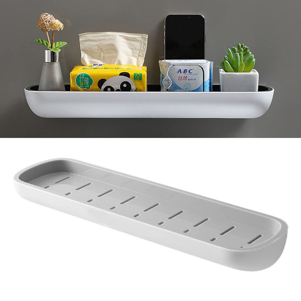 IBAMABathroom Storage Shelf, Shower Caddy Makeup Vanities Kitchen Organization Display Shelf, Modern Stylish, BSSTG02-WT