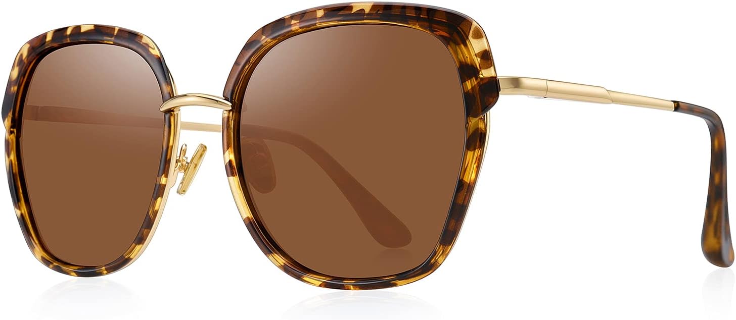 Vintage Oversized Shield Frame Women's Polarized Sunglasses Holiday Sunglasses for Women with Gift Box O6371