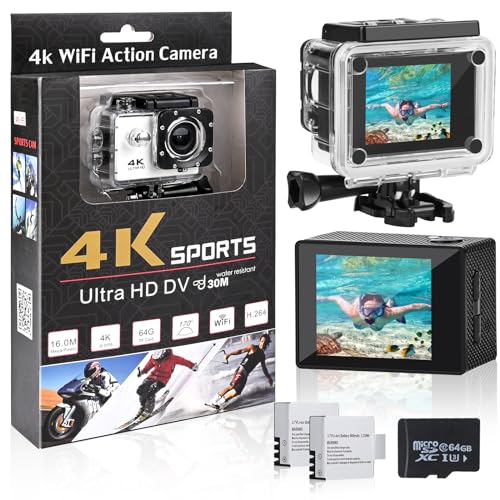 Comius Sharp Cámara Deportiva 4K 30FPS 16MP, WiFi Camara Acuatica Sumergible, 30M Action Camera...