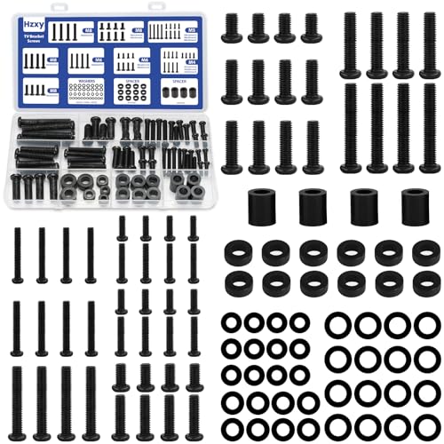Hzxy TV Bracket Screws 108PCS M4 M5 M6 M8 VESA Screws & Bolts Kit with Washers and Spacers for TV Wall Brackets Universal TV Mounting Bolts and Screws for Back of TV Fits Most TVs Up to 90 Inch