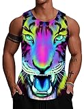 Wuiliy 3D Tank Tops for Men Colorful Sleeveless Print T Shirt Rainbow Beach Gym Vest Tee (M,Leopard-7)