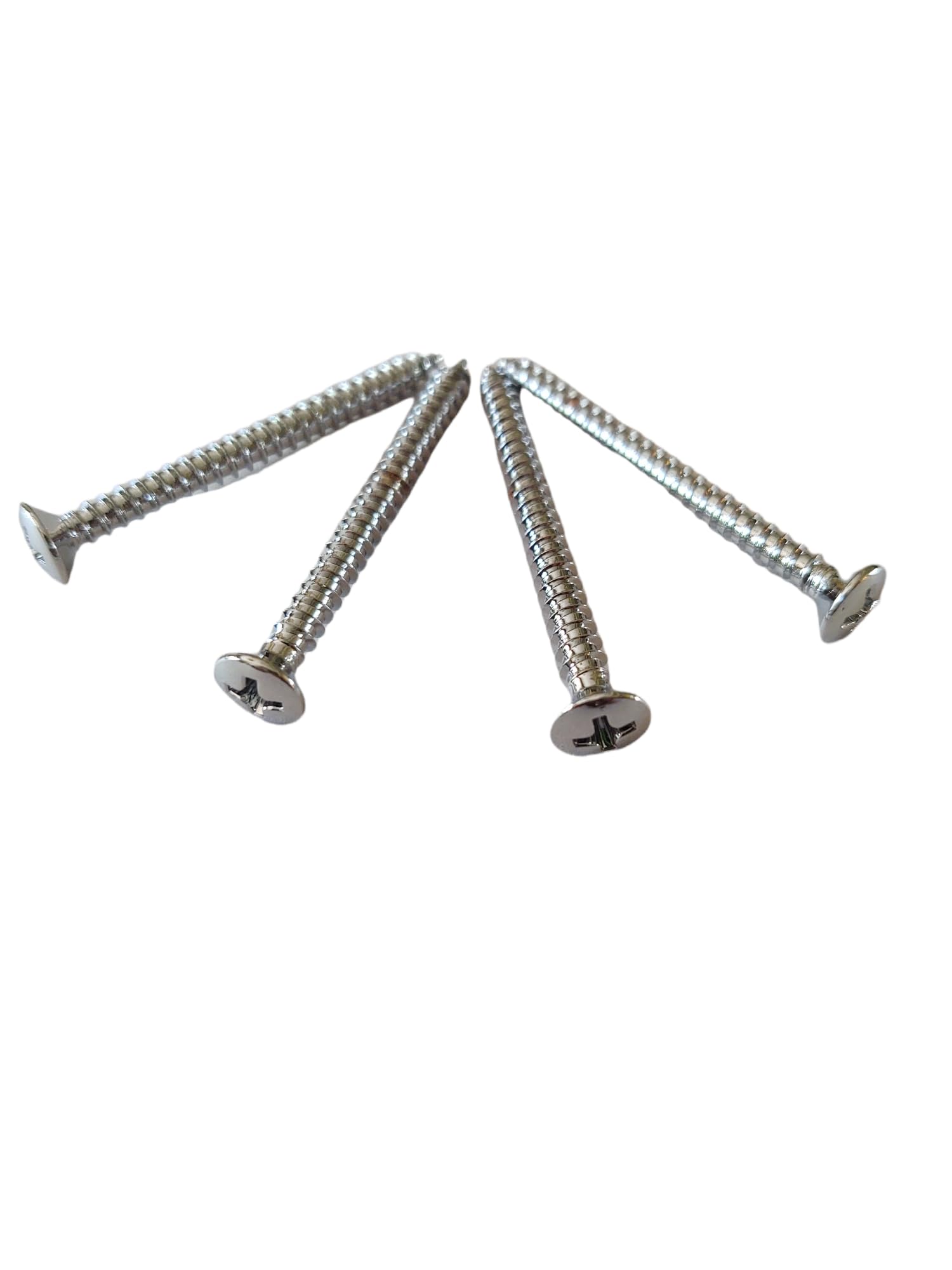 4 Pack Chrome Guitar Neckplate Screws Long 1-3/4 inch X #8