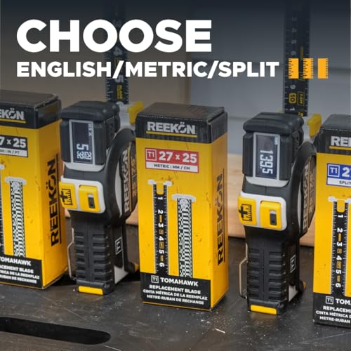 REEKON T1 Tomahawk Digital Tape Measure Replacement Blade – 25 ft / 7.6 m Split, English, & Metric Units – Easy Install