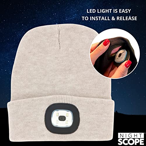 Image of Classic Rechargeable LED Warm Knit Beanie Head Light Hat Headlamp for Outdoor Activities