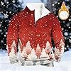 Christmas Jumpers for Men 2025 Nordic Style Lightweight Reindeer Printed Jumper, Stand Collar Long Sleeve Pullover Top, Christmas Jumper Xmas Jumper Sweaters for Men UK Sizes S-5XL #1