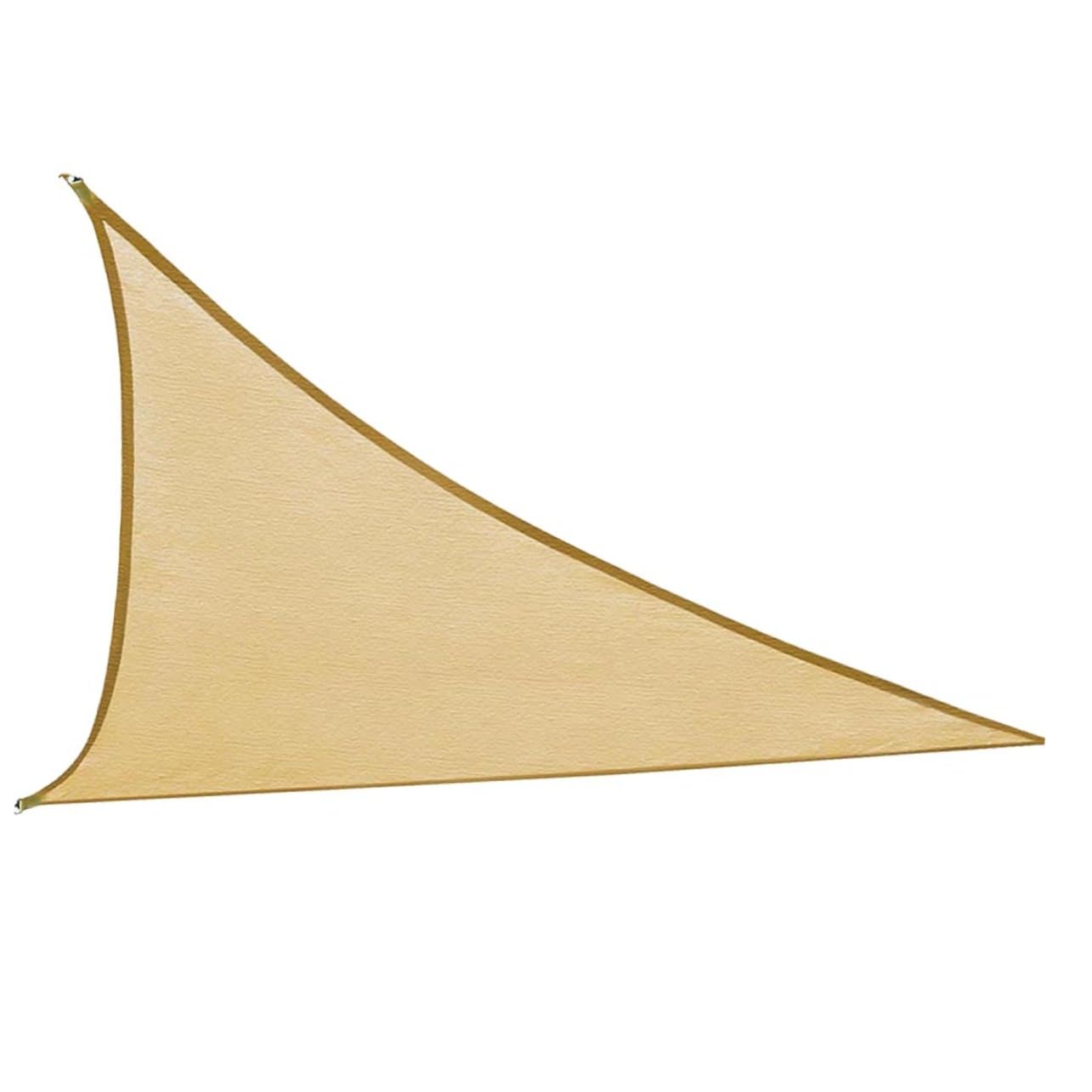 Voile d'ombrage triangle PE jaune beige avec anneaux pour jardin