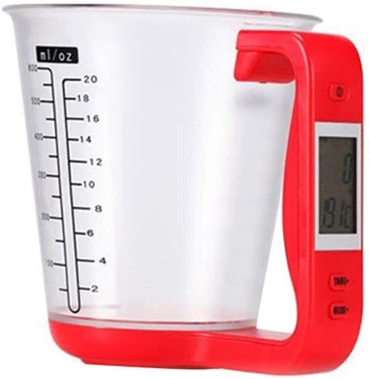 Mesure de la tasse de cuisine Échelle de cuisine Bécher numérique Balance d'outil électronique Balance avec outil de mesure de la température d'affichage LCD (Color : Rosso)