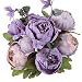 Luyue Vintage Artificial Peony Silk Flowers Bouquet Home Wedding Decoration (New Purple)
