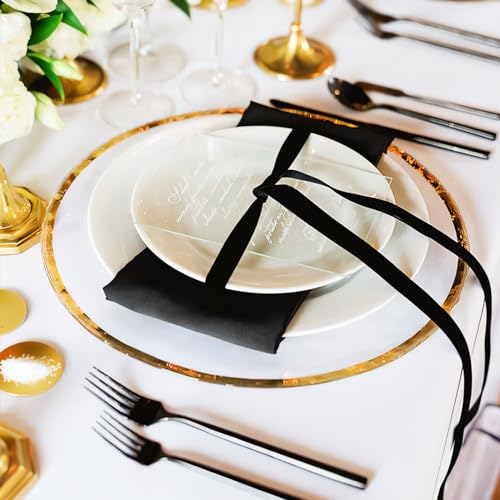 Image of Double Face Black Satin Ribbon 1 /4 inch X 50 Yards Polyester Black Ribbon for Gift Wrapping Very Suitable for Weddings Party Hair Bow Invitation Decorations and More