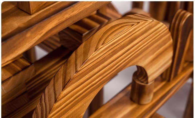 Miniatura 6 de Juego de bloques de construcción grandes de madera carbonizada sólida vintage para niños de 3 a 12 años al aire libre (57 unidades, 10.7 libras),