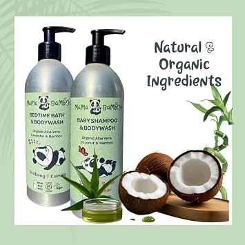 500ml Extra Large Bottle - Mama Bamboo Natural Baby Shampoo & Bodywash, Organic Aloe Vera, Bamboo and Coconut Oil - Bulk Buy