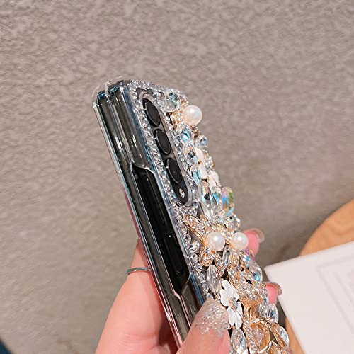 Coque strass Samsung Z Fold 3 antichoc fleur diamant