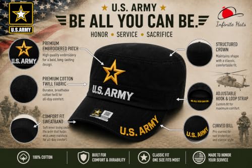 Image of US Army Veteran Hat for Men - Officially Licensed Military Baseball Cap, Gift for Veterans