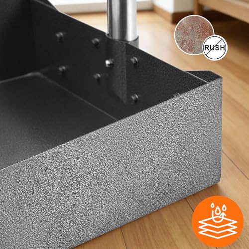 Image of Dog Pooper Scooper, Metal Tray & Spade Set, Tray & Spade, Meduim | No-bend Pickup,Easy Rinse,Tool-free Setup,6.5x6.7x2.5in Tray,5.1x3.3in Spade