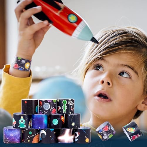 Image of SILLYME 12pc slap bands for kids (Space theme) - Return Gifts Birthday Party For Kids - Best Birthday Return Gift For Kids 6-12 - return gift for kids age 6-10 10-12