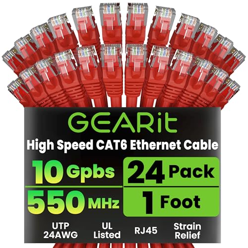 Câble Ethernet Cat6 Gearit rouge 0,5m | Cordon RJ45 réseau LAN pour ordinateur