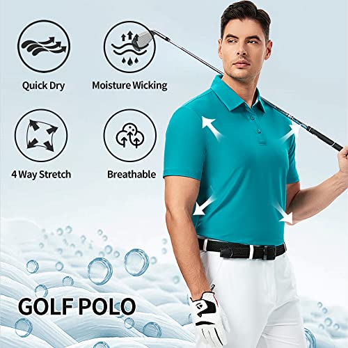 Image of Damipow Premium Golf Shirts for Men Dry Fit Performance Polo Short Sleeve Collared Shirt