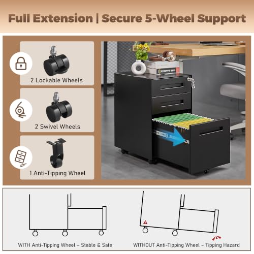 Image of Guizeeopo Fully Assembled Home Office File Cabinet with Lock