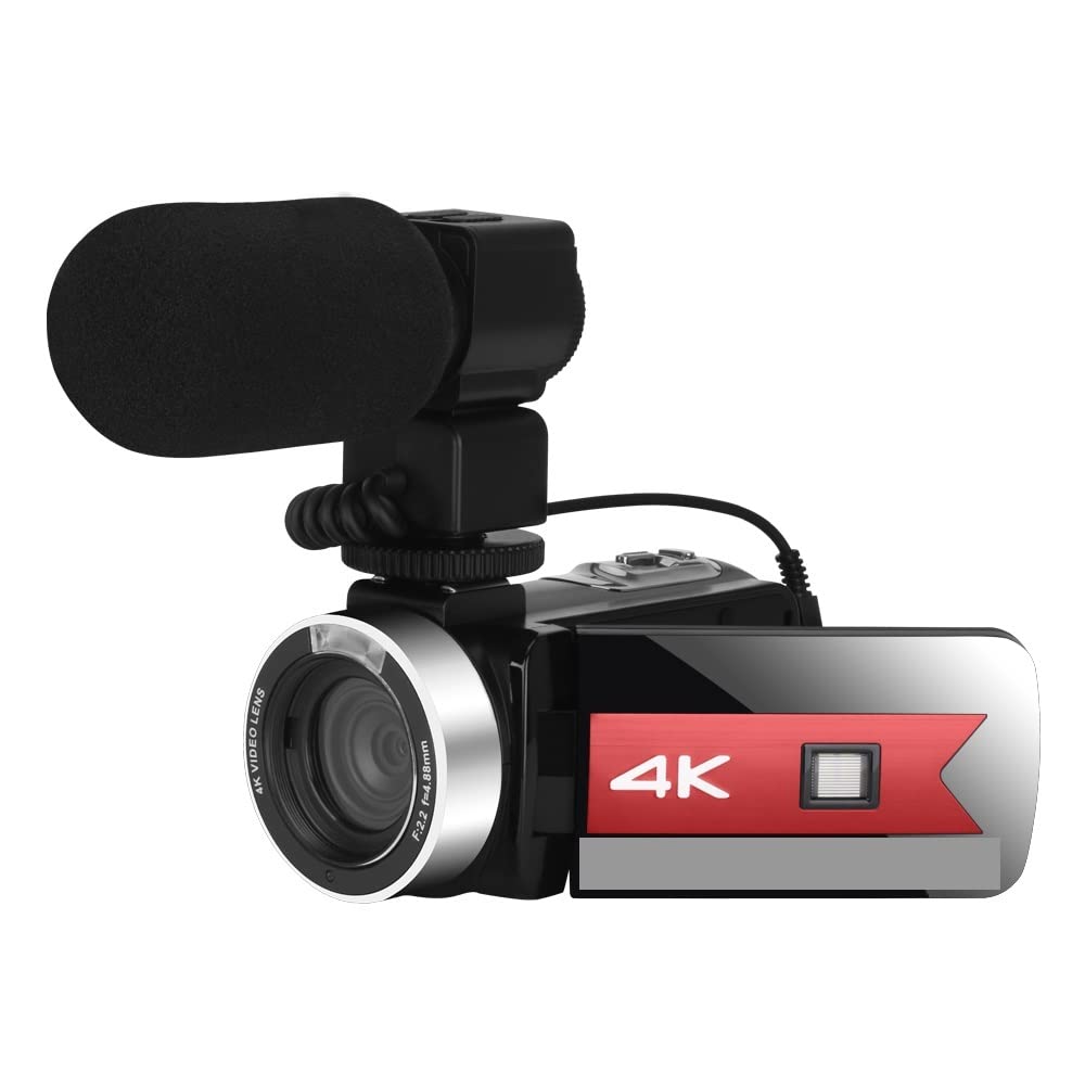 CVFRDD 56MP Video Camera 4K Vlog Camcorder For Live Stream Webcam Night Vision 16X Zoom Photography Digital Recorder(128G SD Card,With Microphone)
