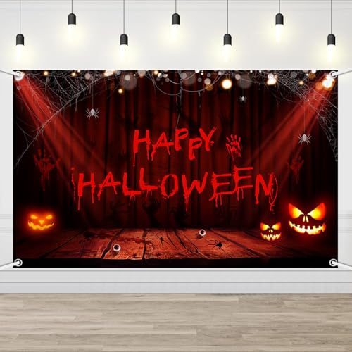 Toile de fond photographie Halloween citrouille et tache de sang 180x110 cm