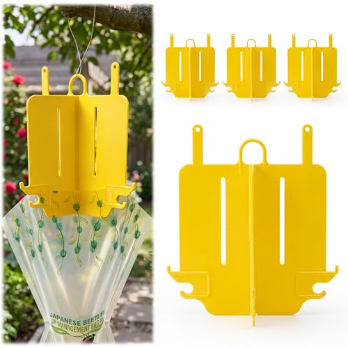 Mysora 4 Pack Japanese Beetle Trap Vane Assembly Durable Plastic Top Hanging Assembly with Hooks Japanese Beetle Traps Accessories for Outdoor Use Easy to Install (Not included Trap)