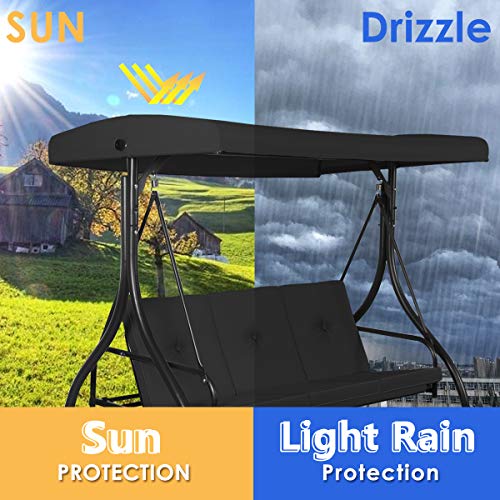 Tangkula 3 Seats Converting Patio Swing, Outdoor Porch Garden Canopy Swing With Comfortable Cushion Seats & Adjustable Tilt Canopy, Heavy Duty Hammock 3 Persons Porch Swing (Black) #TOP4