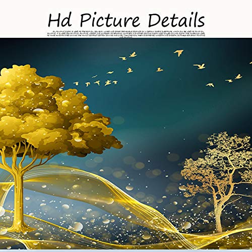 Naturale Astratto Oro Albero e Cervo Paesaggio