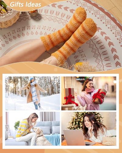 Fuzzy Socks for Women Fluffy Cozy Slipper Socks Fall Halloween Socks Gifts Pumpkin Slippers4