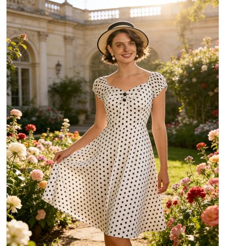 Image of YARN & INK Retro Swing Dresses for Women 1950s Vintage Rockabilly Clothes Pinup Clothing Cocktail Party Dress