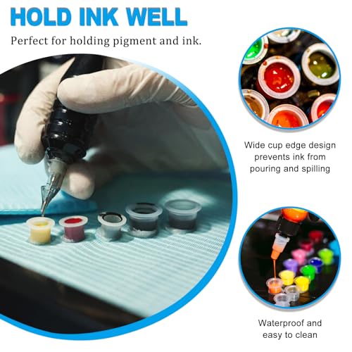 Image of Emalla 300Pcs Mixed Tattoo Ink Caps Kit 100 Small 100 Medium 100 Large Cups | Disposable Tattoo Ink Cups Waterproof Pigment Container Plastic Tattoo Caps for Ink Durable Tattoo Supplies Tattoo Accessory