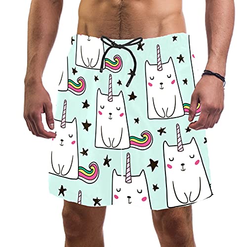 Short de bain chat licorne bleu idéal pour la piscine