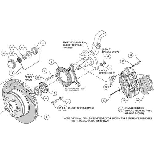 Brake System, Classic Series, Dynalite, Front, 4 Piston Caliper, 11.30 In Solid Rotor, Offset, Aluminum, Gray, Various Ford 1965-70, Kit #TOP2