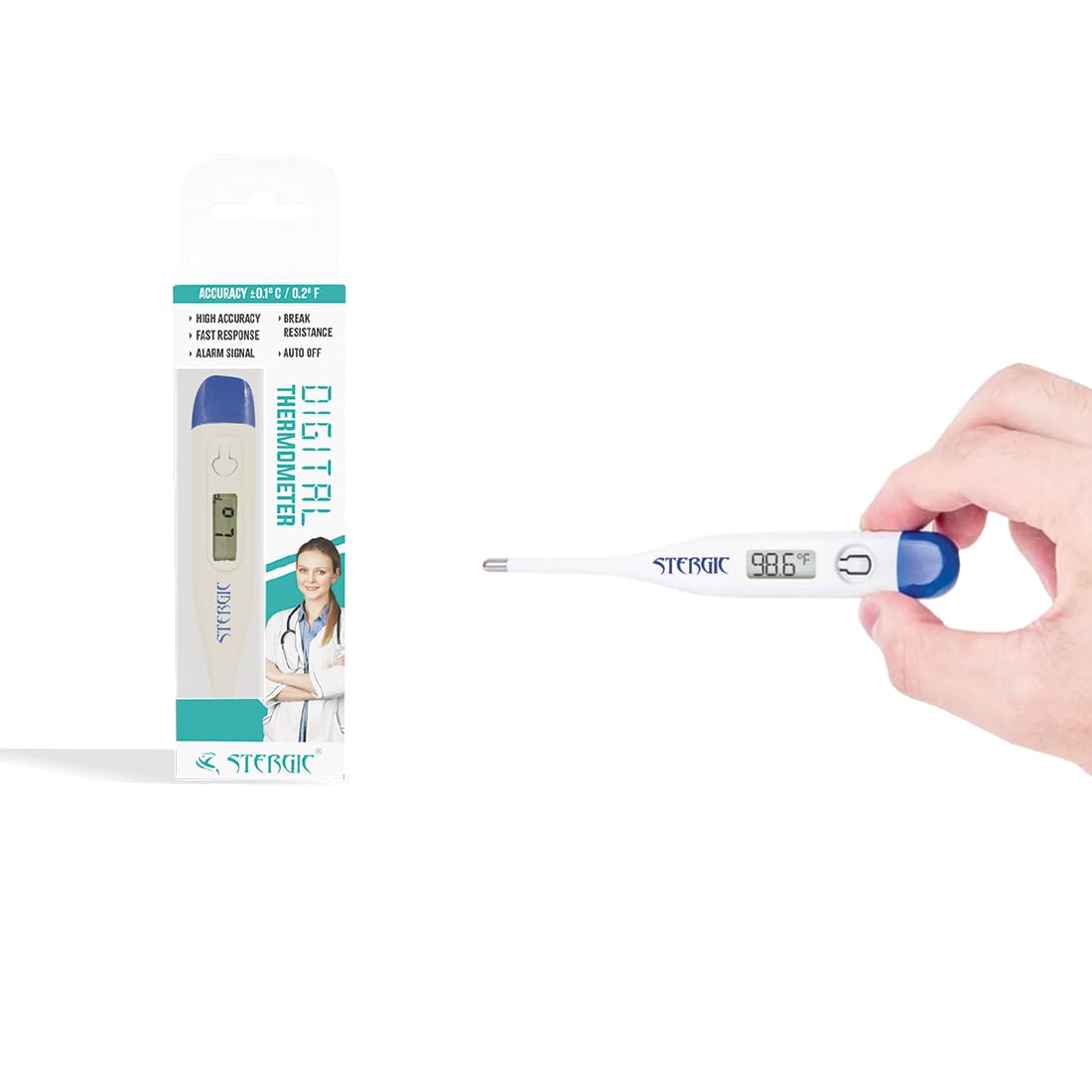 STERGIC Digital Thermometer With Quick Measurement of Oral & Underarm Temperature in Celsius & Fahrenheit with One Touch Operation For Child and Adult (B0DDC878HM) Amazon Price History, Amazon Price Tracker