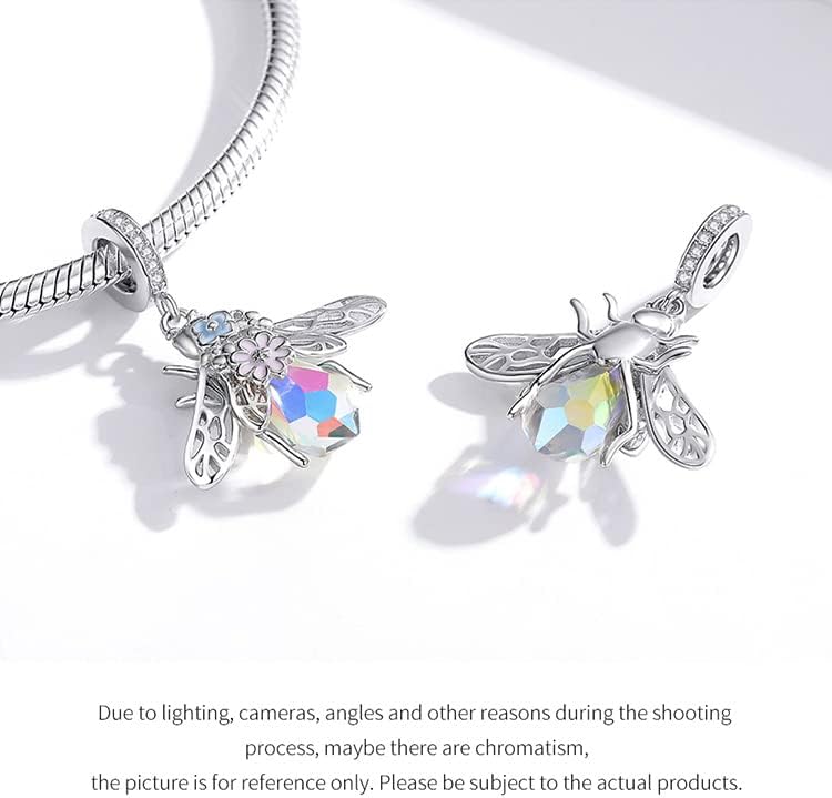 Yellow Queen Bee Charms for Bracelet 925 Sterling Silver Lucky Animal Charm Necklace Birthday Christmas gifts Crystal 395) - Image 7