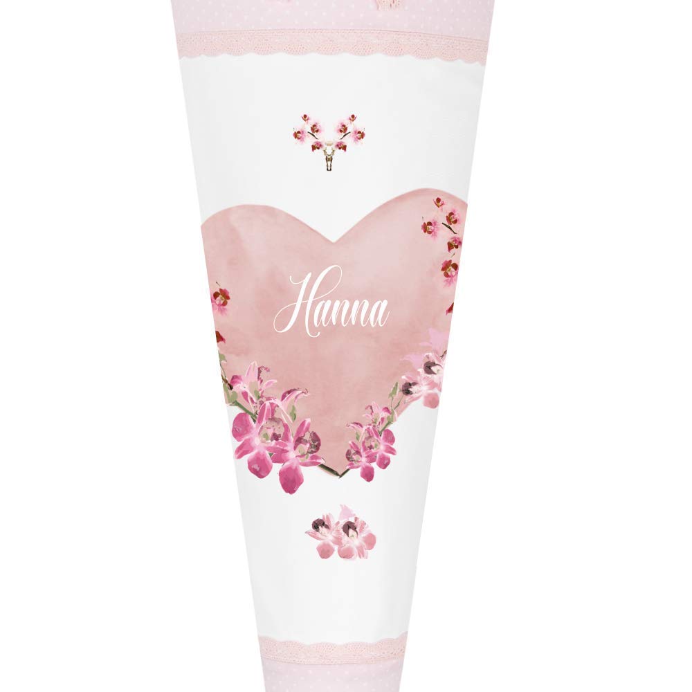 Herz Schultüte mit Namen aus Stoff 70cm groß