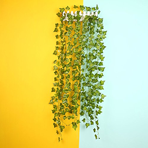 XWU 12 folhas de videira de tira, 39,5 pés artificial falso pendurado planta de videira folhas Ivy p