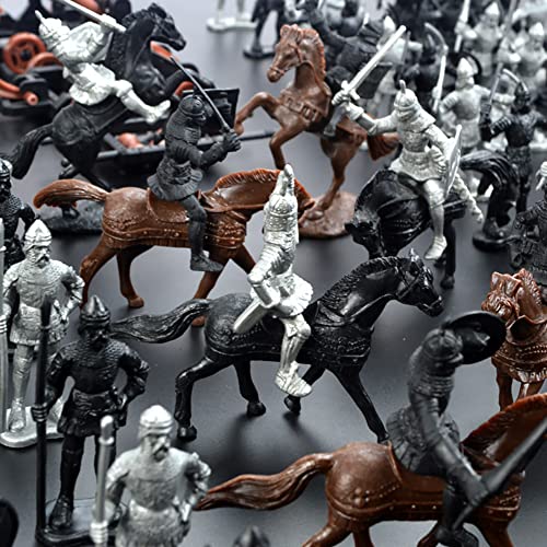 BYNYXI 28 Stück Mittelalter Spielzeugsoldat Figuren, 5-7cm Armee Soldaten Militärfiguren Archaische Warriors Horses Soldiers Plastik Mittelalterliche Ritter Spielzeug für Kinder Jungen Geschenk – Bild 5