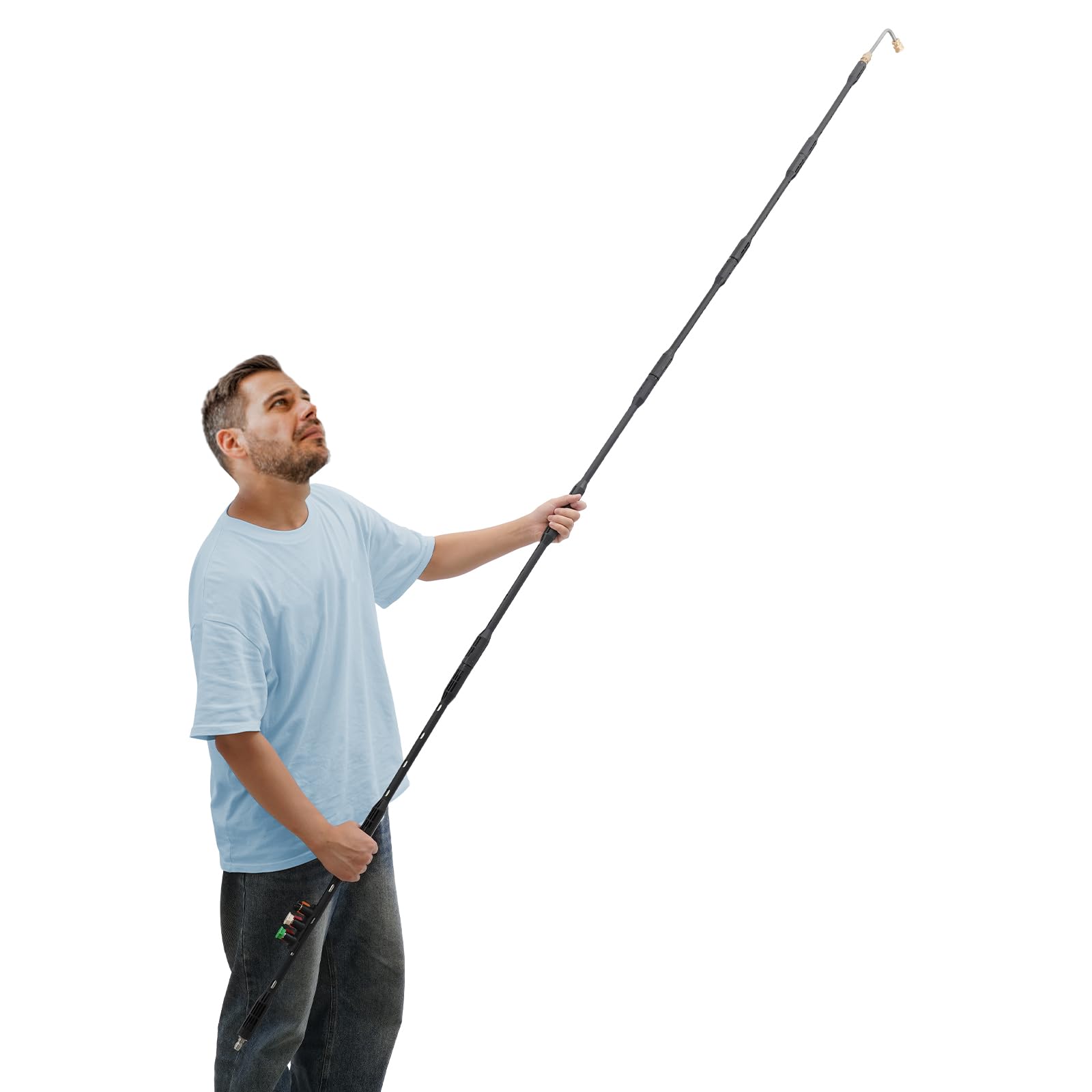 Asta di prolunga telescopica ad alta pressione con 7 dritte + 2 aste di prolunga curve, lancia di ricambio per idropulitrice, 6 ugelli e attacco rapido da 1/4", 4000 PSI