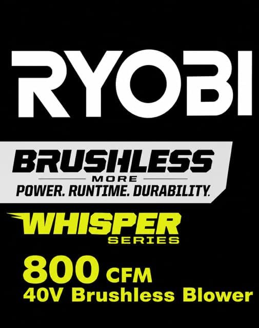 Ryobi 40V HP Brushless Whisper Series 180 MPH 800 CFM Cordless Leaf Blower (Tool Only)