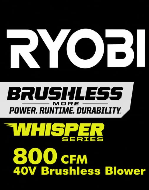 Ryobi 40V HP Brushless Whisper Series 180 MPH 800 CFM Cordless Leaf Blower (Tool Only) - image 2