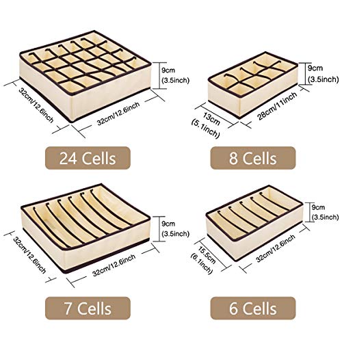 MELLIEX 4-pack ondergoed lade organizer opvouwbare garderobe verdeler organizer voor slipjes, sokken, bh's, stropdassen - Image 3
