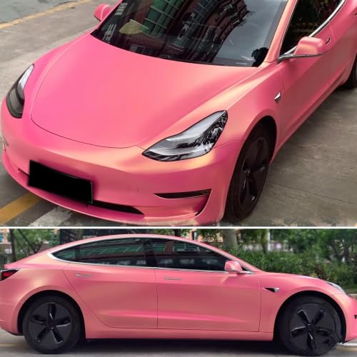 Image of Bright Pink to Charming Diamond Gold Metallic Chameleon Vinyl Wrap Pearlescent Pink Color Change DIY Vehicle Vinyl Film, 59.84 inch x 11.81 inch