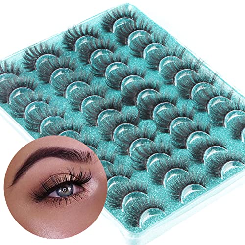 FANXITON 20 Pairs Faux Mink Lashes 3D Full Volum False Eyelashes Natural Look 5 Variety Styles Wispy Variety Lashes