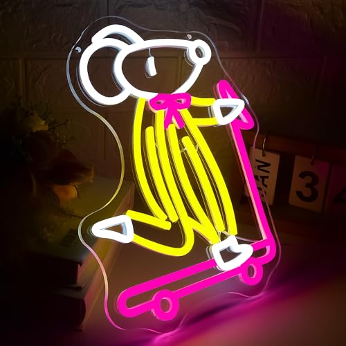 Cartoon Rat Neon Sign for Wall Decor Skateboard Rat Neon Light for Man Cave - image 2
