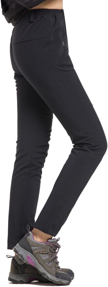 Aufgevals Women's Outdoor Camping & Hiking Waterproof Fleece Snow Ski Pants(XS,Black) - Image 2