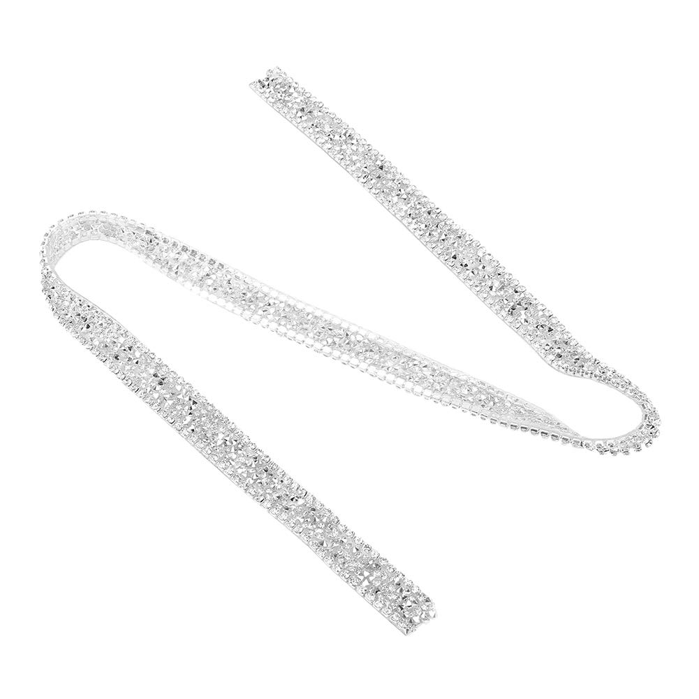 Nastro Con Strass A Termoadesivo 15 Mm | Rotolo Di Gemme Scintillanti 90 Cm, Per Abiti, Matrimoni E Fai Da Te (Argento/Rosa/Grigio)
