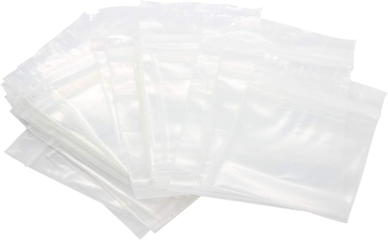 200 Pack Rok Hardware Heavy Duty 4" x 4" Resealable 4Mil Thick Writable Dispenser Plastic Big Clear Poly Zip Food Safe Storage Bags, Large RZ4R44