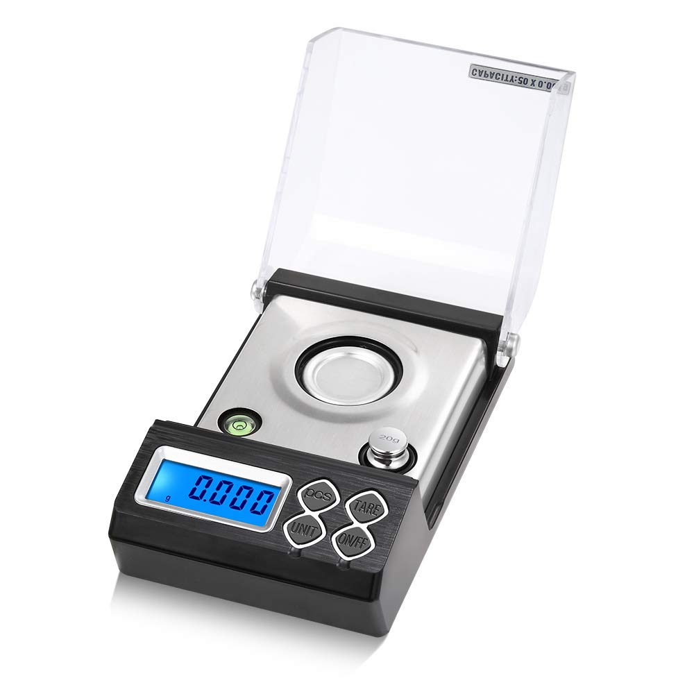 ELBME High Precision Professional Digital Milligram Scale 50g/0.001g Mini Electronic Balance Powder Scale Gold Jewelry Carat Scale Digital Weight with Calibration Weight Tweezer and Weighing Pan-image-1